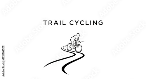 Trail Cycling Illustration Black White.