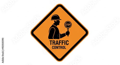 Traffic Control Sign with Worker.