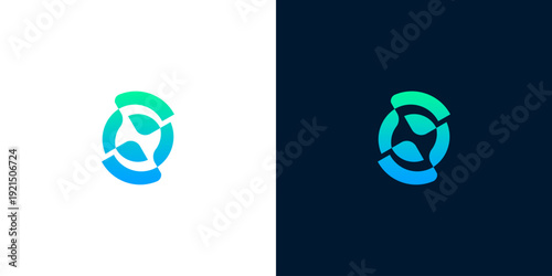 Abstract gradient blue and green logo with fluid, interlocking circular shapes. Represents synergy, growth, and digital connectivity for modern business branding and tech solutions