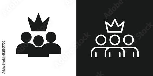 Leadership and teamwork icons displayed side by side in contrasting colors, symbolizing unity and strength in a simple graphic representation view