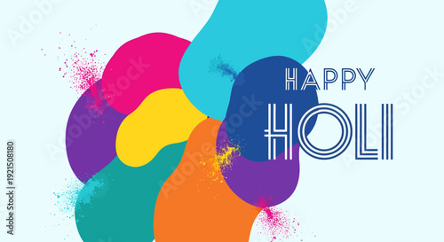 Vibrant Holi Festival Colors with Text Happy Holi