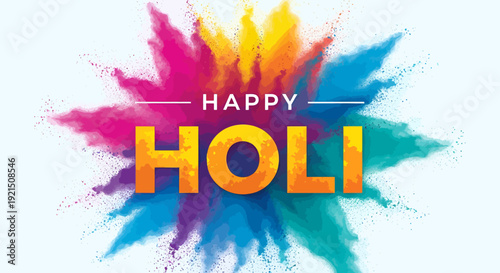 Vibrant Holi Festival Celebration with Colorful Powder Splash