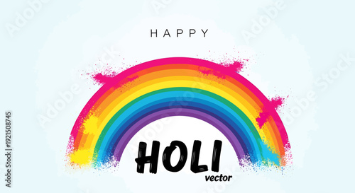 Colorful Rainbow with Happy Holiday Greeting Design