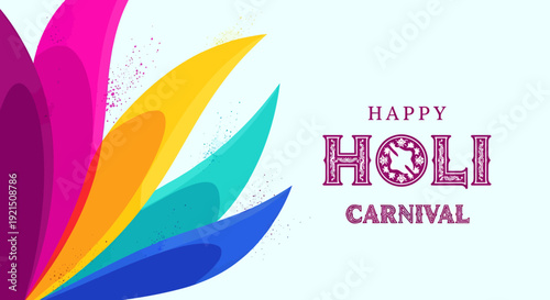 Colorful Feathered Design for Happy Holi Carnival Celebration