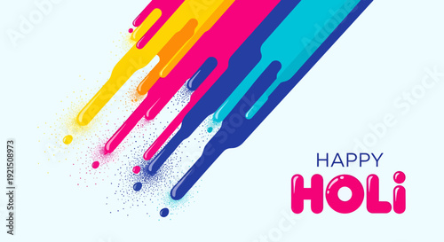 Colorful Holi Festival Illustration with Bright Splash Effects