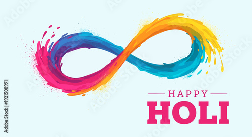 Vibrant Holi Festival Ink Infinity Symbol Watercolor Art