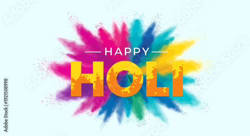 Colorful Happy Holi Celebration Splash with Vibrant Powder