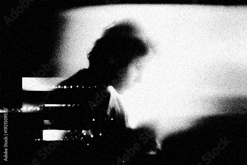 High Contrast Black and White Distress Texture with Silhouette