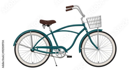 Vintage Bicycle with White Basket.