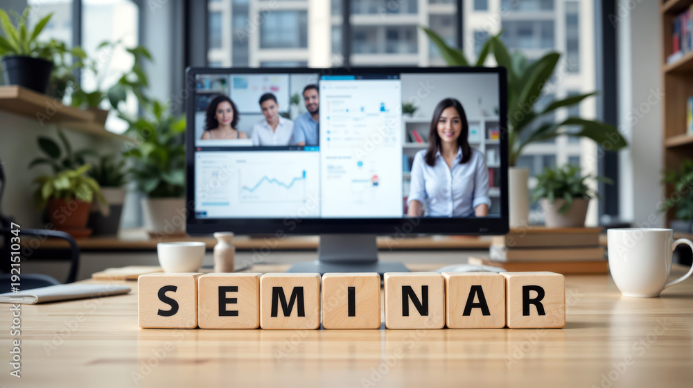 Obraz premium Career development seminar and distance learning workshop provide academic certification and training for growth through remote education program and expert lecture session for worker success