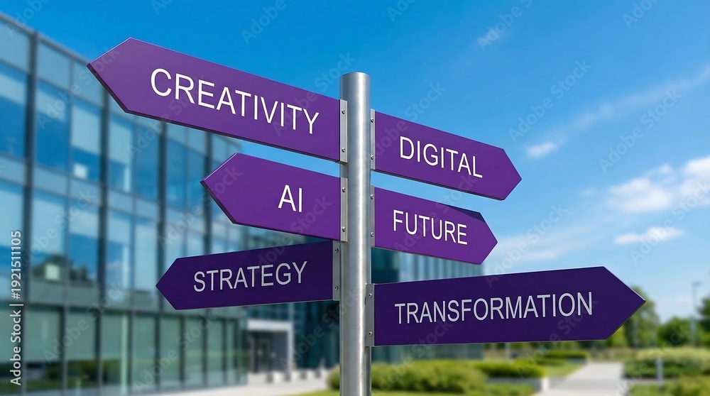 Fototapeta premium Innovative business signs pointing to creativity and digital transformation