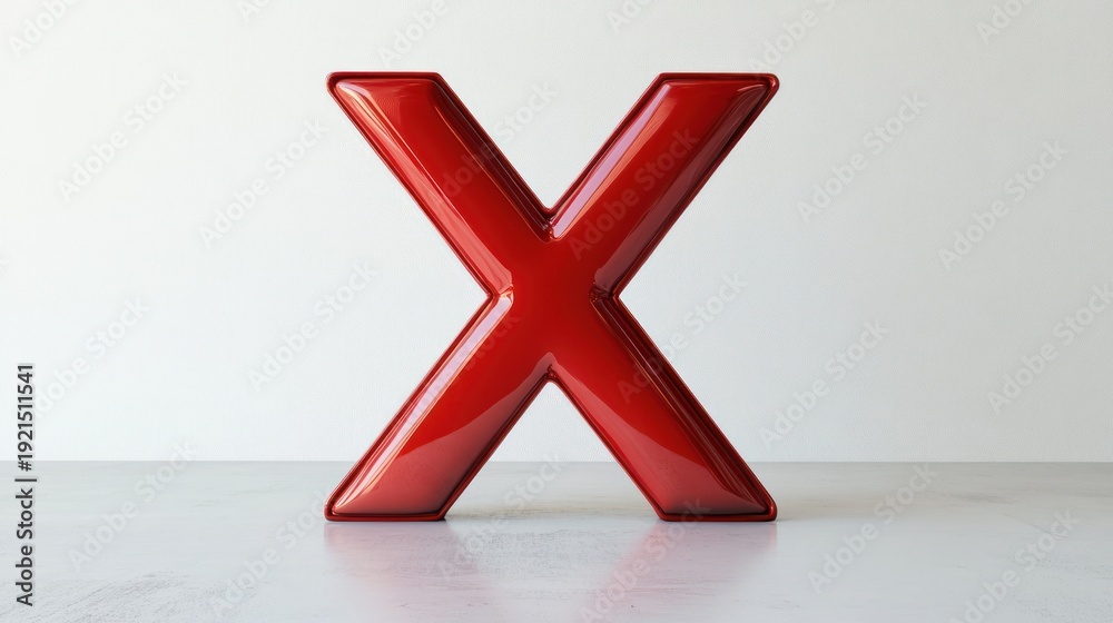 Obraz premium Red 3D letter X on light background