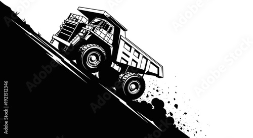 Truck climbs steep hill