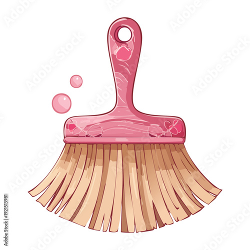 Illustration of a simple pink duster for a clean and minimalist housekeeping graphic suitable for home cleaning service logos and ads