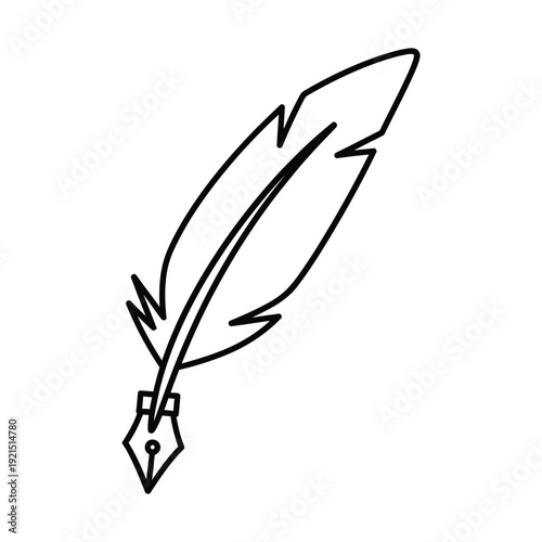 Quill pen icon design features a sharp nib for writing or calligraphy purposes.