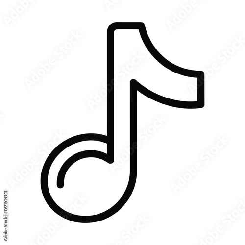 A single eighth musical note symbol is drawn with thick black lines on a white background for auditory concepts.
