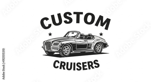 Vintage Custom Convertible Car Logo.