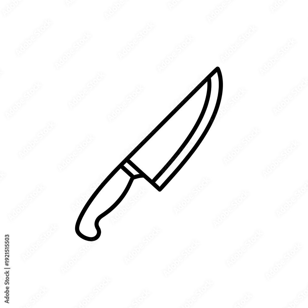 Fototapeta premium Simple Line Drawing of a Chef Knife.