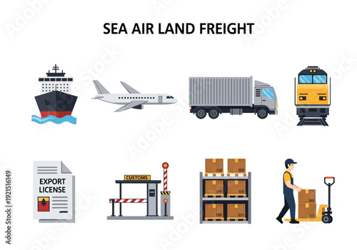 Global Shipping and Logistics Air, Sea, and Land Transportation with Warehousing and Delivery