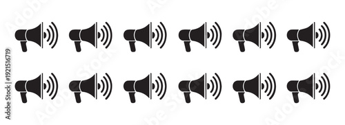 Megaphone icon set shout sound broadcast loud speaker symbol announcement vector illustration
