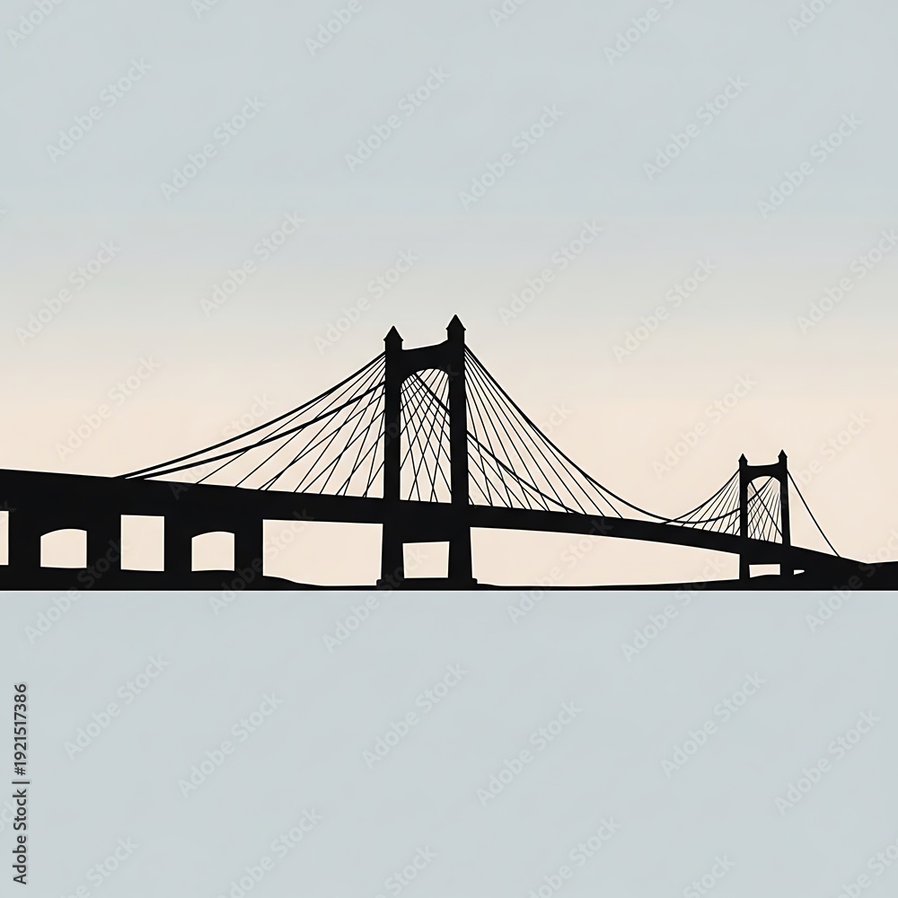 Obraz premium Silhouette of a suspension bridge.