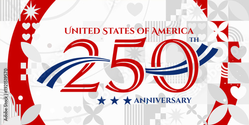 United states of america 250th anniversary, patriotic celebration banner with stars, vector illustration