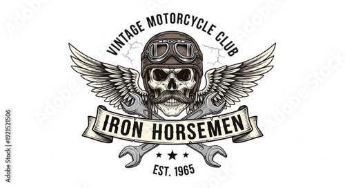 Vintage Motorcycle Club Iron Horsemen Logo.