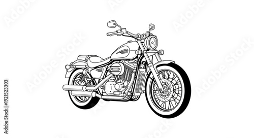 Vintage Motorcycle Illustration Side View.