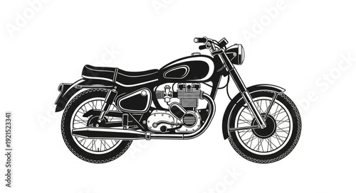 Vintage Motorcycle Illustration Side View.