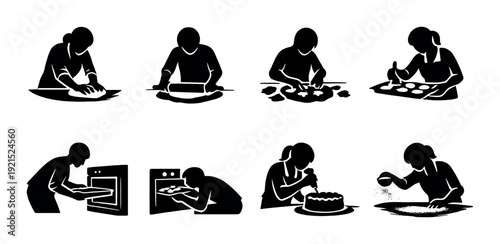 People baking and decorating pastries in kitchen workspace