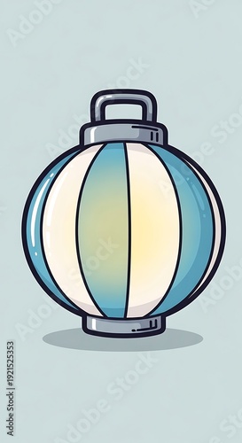 Blue and white hanging paper lantern.