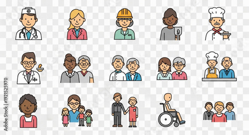 Diverse Group of People in Various Professions and Life Stages.