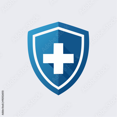 Healthcare security shield with medical cross symbol for wellness protection