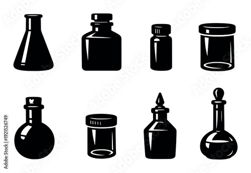 Assorted bottle and jar silhouettes arranged on dark backdrop