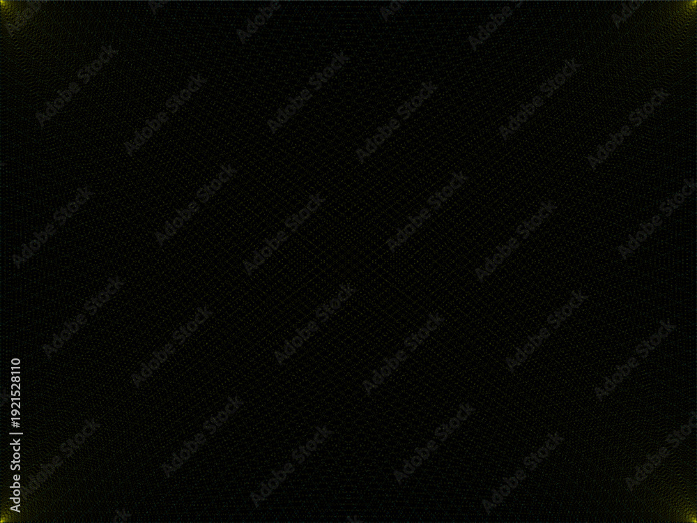 Fototapeta premium Abstract symmetrical light interference pattern with glowing yellow corners on black background