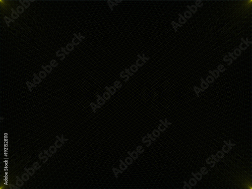 Abstract symmetrical light interference pattern with glowing yellow corners on black background