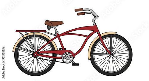 Vintage Red Bicycle Illustration.