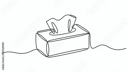 Minimalist One-Line Drawing of Tissue Box on Light Background, Tissue box continuous one line drawing, Single line drawing illustration of Tissue box icon. Blank tissue box mockup concept vector art.