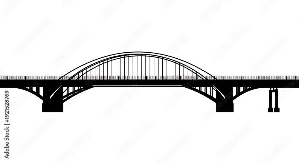 Obraz premium Steel arch bridge over waterway.
