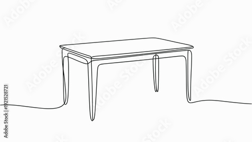 self drawing of continuous line draw. wooden table, perfect for projects related to home, furniture, or interior design. Full length one line