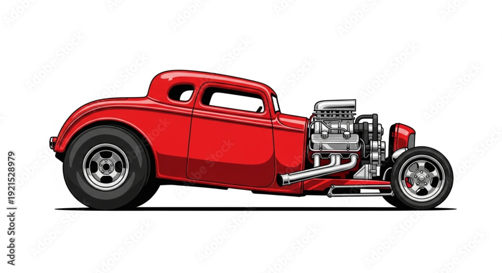 Fototapeta premium Vintage Red Hot Rod Car.