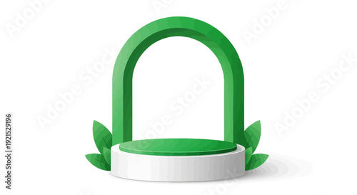 3D green open padlock with leaves on a white background.
