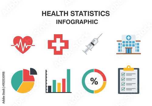 Health Statistics Infographic Visualizing Medical Data with Icons and Charts