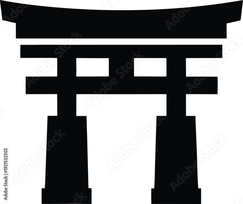 torii gate silhouette vector illustration on transparent background