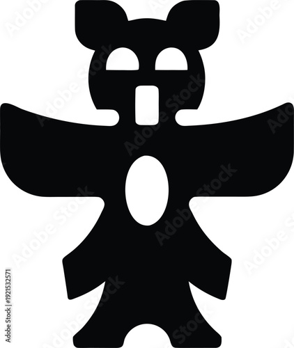 totem animal bear silhouette vector illustration on transparent background