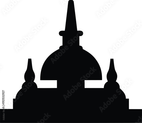 stupa silhouette vector illustration on transparent background