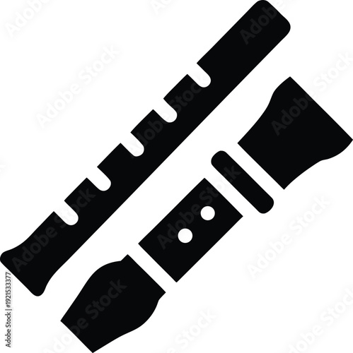 shakuhachi flute silhouette Black silhouette vector illustration on transparent background