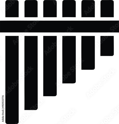 pan flute silhouette Black silhouette vector illustration on transparent background