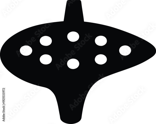 ocarina silhouette Black silhouette vector illustration on transparent background
