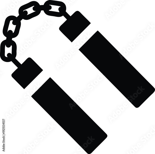 nunchaku silhouette Black silhouette vector illustration on transparent background